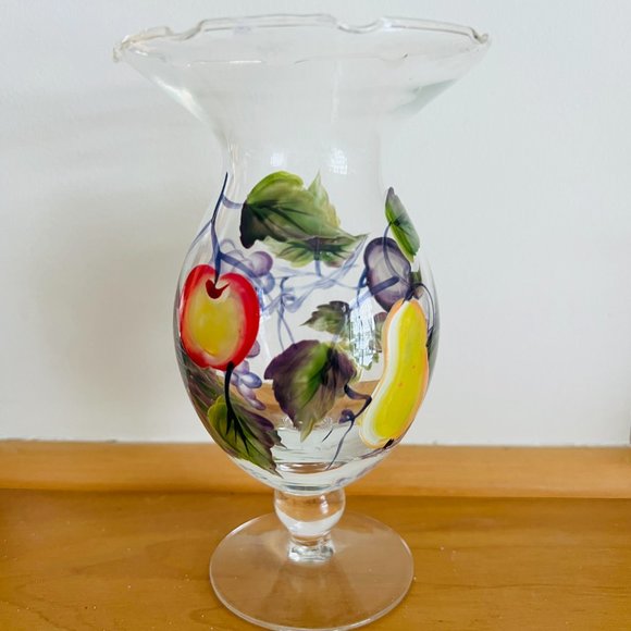 TRACEY PORTER Pair of Hand Painted Glass Vases with Fruit EUC - Picture 10 of 12